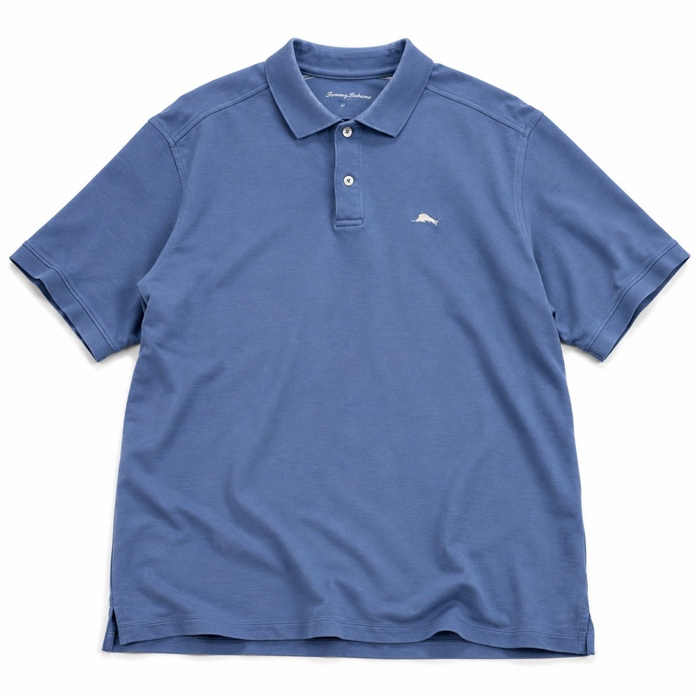 Tommy Bahama Supima Cotton Polo Shirt Blue Marlin Logo Men's XL Short Sleeve